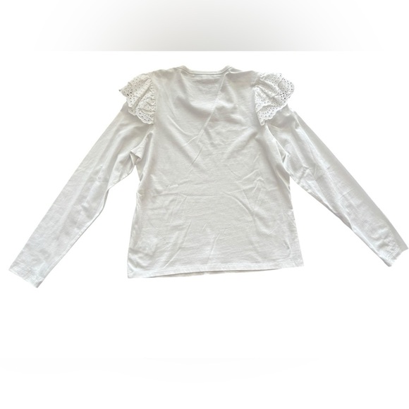 Joe's Jeans White Ruffle Shoulder Long Sleeve Top NWOT - Picture 5 of 7